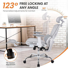 LuxErgo Ergonomic Mesh Office Chair High Back Mesh Computer Executive Desk Chair Home Office Chair with Adjustable Lumbar Support for Office/Gaming/Study, Freely Tilt Lock, Flip-Up Headrest & Armrests