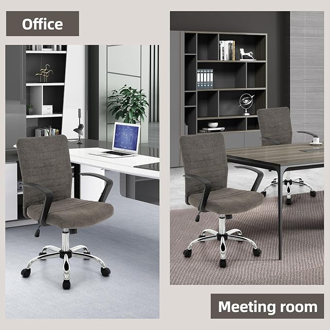 422 High Back Ribbed Office Chair Ergonomically Designed with Armrest Executive Swivel Computer Chairs with Wheels for Conference Study Leisure(Dark Grey)