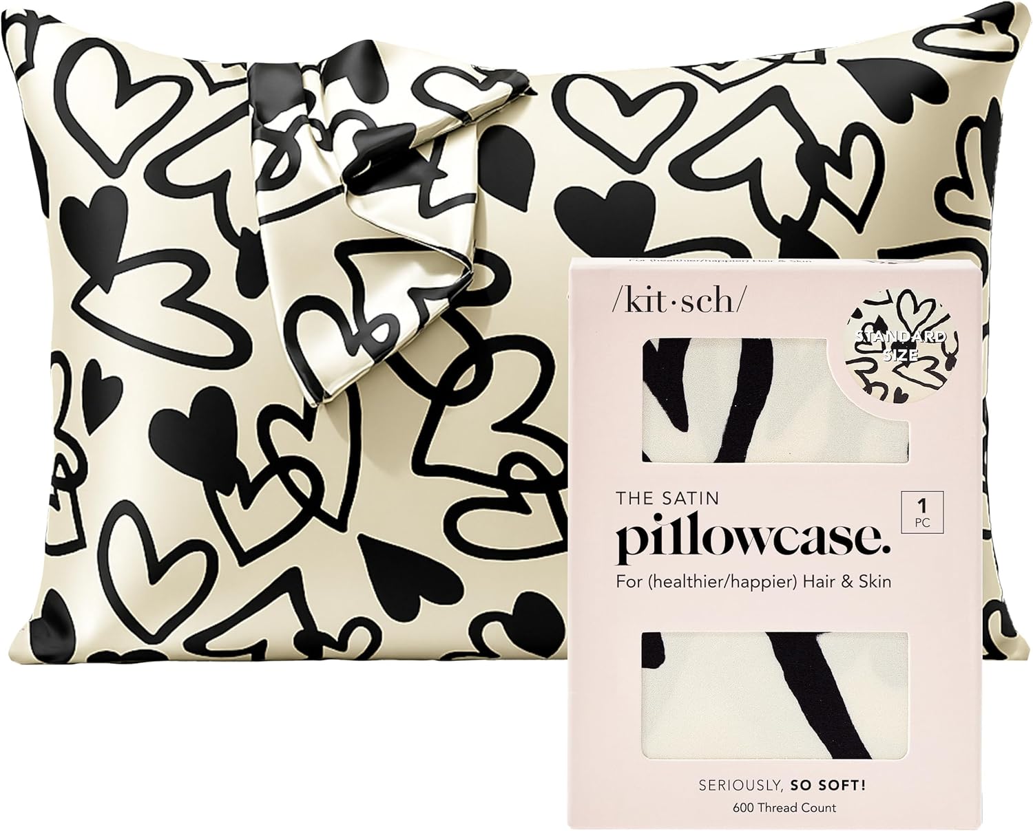 Kitsch Satin Pillowcase with Zipper for Hair & Skin - Softer Than Silk Pillow Cases, Smooth Cooling Satin Pillow Case, Wrinkle-Free, Machine Washable, Pillow Cases Standard Size 19x26 - Lavender Dormly