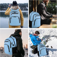 Laptop Backpack,Business Travel Anti Theft Slim Durable Laptops Backpack with USB Charging Port,Water Resistant College Computer Bag for Women & Men Fits 15.6 Inch Laptop and Notebook-Pale Blue