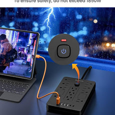 Surge Protector Power Strip - 11 Outlets(1850W/15A) with 6 USB Ports(2 USB C), 6FT Flat Plug Extension Cord, Wall Mount, Black, ETL Listed for Home, Dorm Room