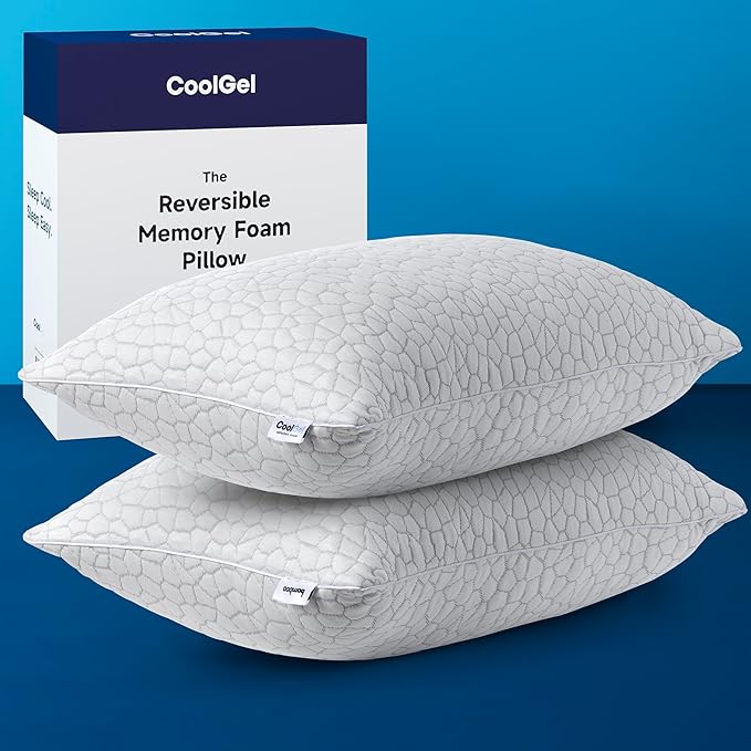 Cool Gel Cooling Pillow for Hot Sleepers - King Size Set of 2 Shredded Memory Foam Pillows for Sleeping - Adjustable Neck & Shoulder Support, Reversible Cover, Hypoallergenic & Breathable
