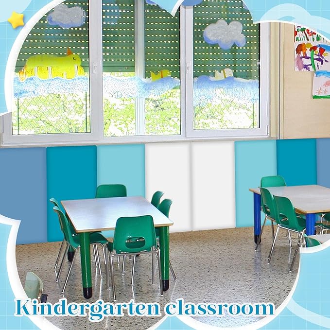 8 Pack Wall Padding for Playroom Peel and Stick Headboard 15.75" x 7.87" x 1.18" 3D Anti Collision Upholstered Wall Panels Self Adhesive Headboard Panel for Protection (Blue Colors)