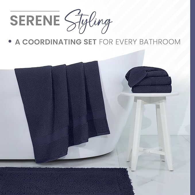 Martex 100% Cotton Ringspun Bath Rug | Super Soft | Super Absorbent | Essential Bathroom Rugs | Non-Slip Bath Mat | Quick Drying Bath Mat | Navy