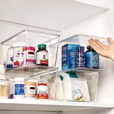 Vtopmart 2 Pack Clear Stackable Storage Bins with Lids, Large Plastic Containers with Handle for Pantry Organizer and Storage,Perfect for Bathroom,Cabinet,Kitchen,Fridge,Closet Organization