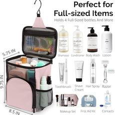 College Dorm Room Essentials for Girls - Original Shower Caddy Dorm - Portable, Durable, Roomy, Foldable Water Resistant Shower Bag in Light Pink with Metal Hook for Hanging (Blush Pink)