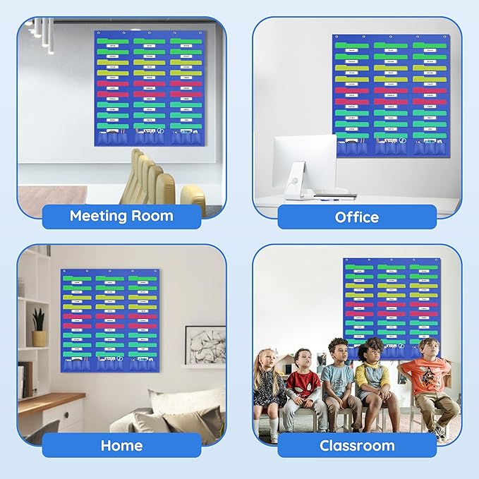 ZKOO 27 Pockets Hanging Wall File Organizer, Heavy Duty Wall Pocket File Holder for A4 Size Paper/Legal/Letter Size Document, for Classroom, Office, Home Use with 5 Hooks, 27 Tags bag, 9 Small Pocket