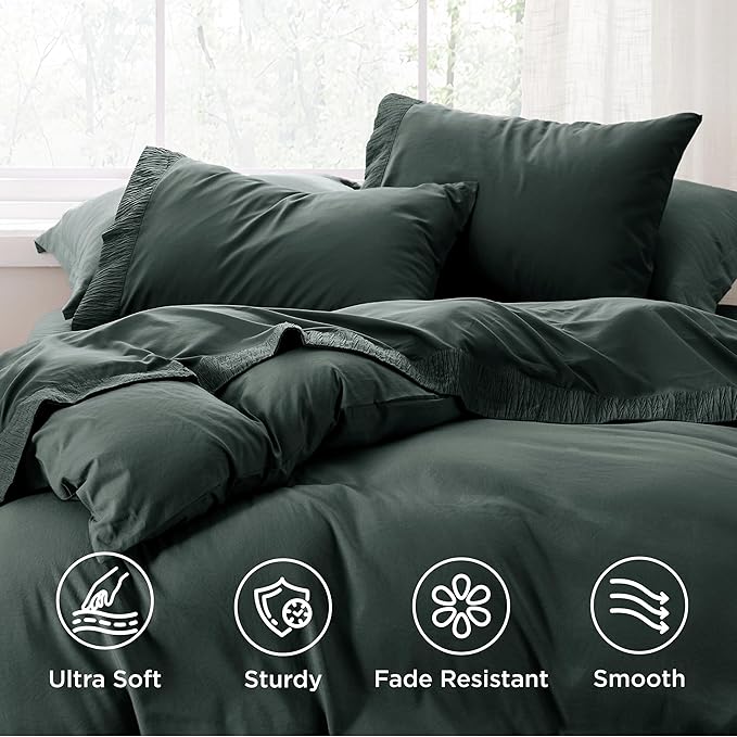 Bedsure Twin XL Sheet Sets Dorm Bedding - 3 Pieces Soft Extra Long Twin Sheets, Hotel Luxury, Easy Care Microfiber for Women, Men, Forest Green