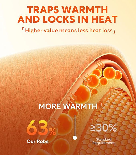 DAVID ARCHY Men's Hooded Robe Soft Coral Fleece Microfiber Bathrobe