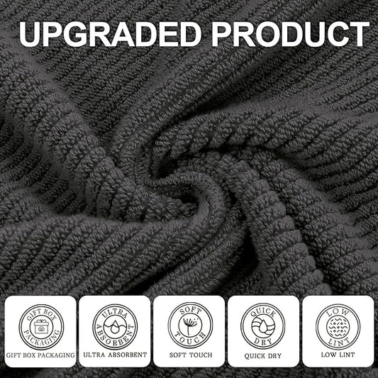 3 Piece Towel Sets for Bathroom, Grey Towels for Showering - 100% Cotton | Quick Dry | Soft | Thick, 1 Large Bath 30" x 56", 1 Hand 18" x 28", 1 Wash Cloth 13" x 13", Bathroom Essentials