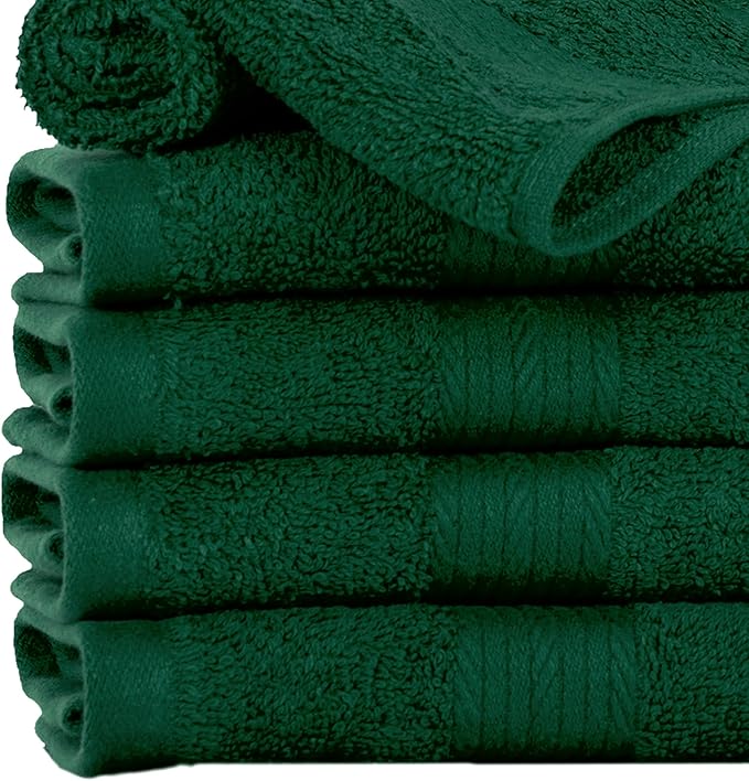 Ample Decor Bathroom Towel Set of 18-4 Hand Towel, 4 Bath Towel, 10 Wash Cloths 600 GSM 100% Cotton - High Absorbency Quick Drying, Ideal for Gifting - Christmas Green
