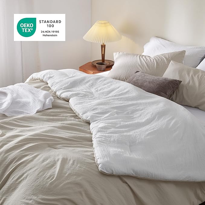 Bedsure Twin/Twin XL Comforter Set, Reversible Beige Soft Prewashed Bedding for All Seasons, 2 Pieces Warm Down Alternative Bed Set, 1 Lightweight Comforter (68"x88") and 1 Pillowcase