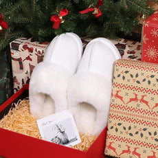 KuaiLu Womens Fluff Dual Memory Foam Slippers Ladies Cozy Arch Support Warm Scuff Slippers Slip on Comfy Winter House Shoes with Non-Slip Indoor Outdoor Hard Sole