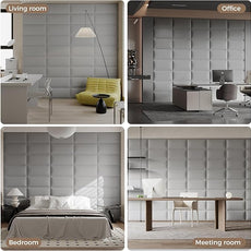 Modern Light Gray Linen-Upholstered Headboard 24x12 Inch 9-Panel Set - Soft Padding for Queen Beds, Easy-Clean Linen Fabric