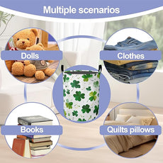 Green Lucky Clover Laundry Basket-Large Foldable Hamper Holder Portable Tall Collapsible Laundry Hamper Storage Basket Bin with Handles, Canvas & Waterproof lining for Household Items