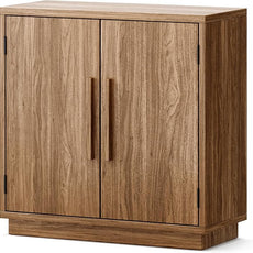 31.5'' Wood Sideboard Cabinet, Small Sideboard Buffet with Adjustable Shelf, Modular Credenza Accent Storage Console Cabinet with 2 Magnetic Doors for Entryway, Living Room, Kitchen, Walnut