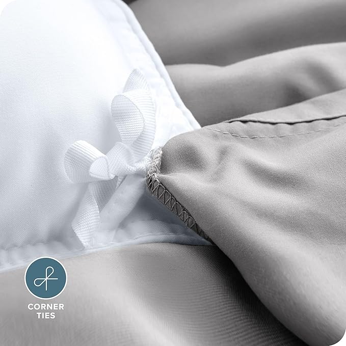 Bare Home Bedding Duvet Cover Oversized Queen Size - Premium 1800 Super Soft Collection - Lightweight, Cooling Duvet Cover - Soft Breathable (Oversized Queen, Light Grey)