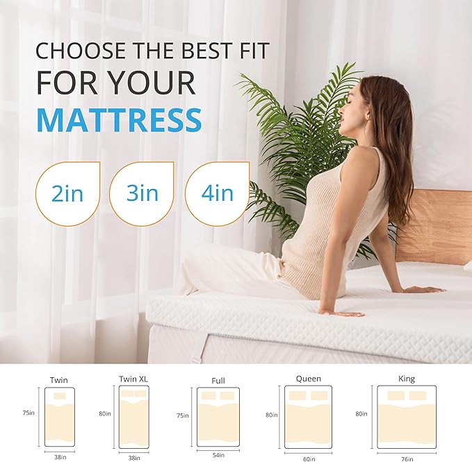 EGO Gel Memory Foam Mattress Topper, 3 Inch King with Removable Breathable Soft Cover, Cooling Bed Topper for Comfort Body Support & Pressure Relief, CertiPUR-US Certified