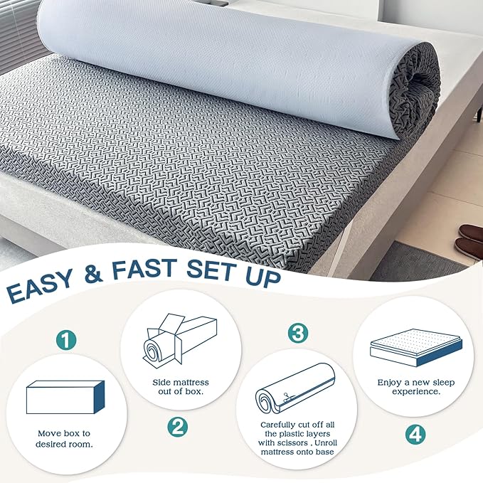 Airensky 2 Inch Memory Foam Mattress Topper, Cooling Gel Infused High Density King (76"x80") Topper with Removable Skin-Friendly Cover, Bed Topper for Pressure Relief Back Pain, CertiPUR-US Certified