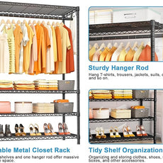 Ulif H4 Plus Portable Closets, 4-Tier Clothes Garment Rack for Bedroom and Cloakroom, Metal Clothing Storage and Organizer Wardrobe System, 45