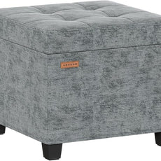 17.7 inches Chenille turfed Ottomans Cube with Storage, Metal-Framed Square Storage Ottoman Foot Rest Stool Holds 770 LB for Dorm Living Room Bedroom Gray UASN641G