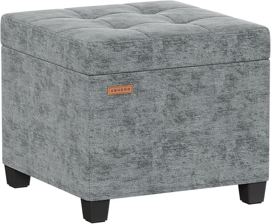 17.7 inches Chenille turfed Ottomans Cube with Storage, Metal-Framed Square Storage Ottoman Foot Rest Stool Holds 770 LB for Dorm Living Room Bedroom Gray UASN641G