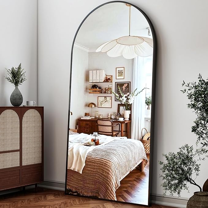 41"x81" Extra Large Arched Full Length Mirror - Leaning Mirror Arch Wall-Mounted Mirrors - Aluminum Alloy Frame Modern Simple Home Decor - for Living Room Bedroom Cloakroom