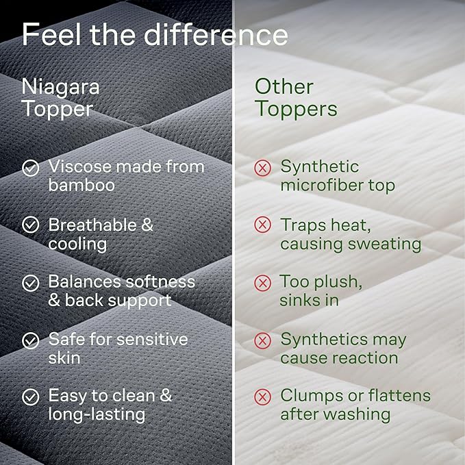 Ultra Soft Twin Size Mattress Topper - Viscose Made from Bamboo Pillow Top Mattress Pad for Back Pain Relief - Naturally Cooling for Hot Sleepers, Gray