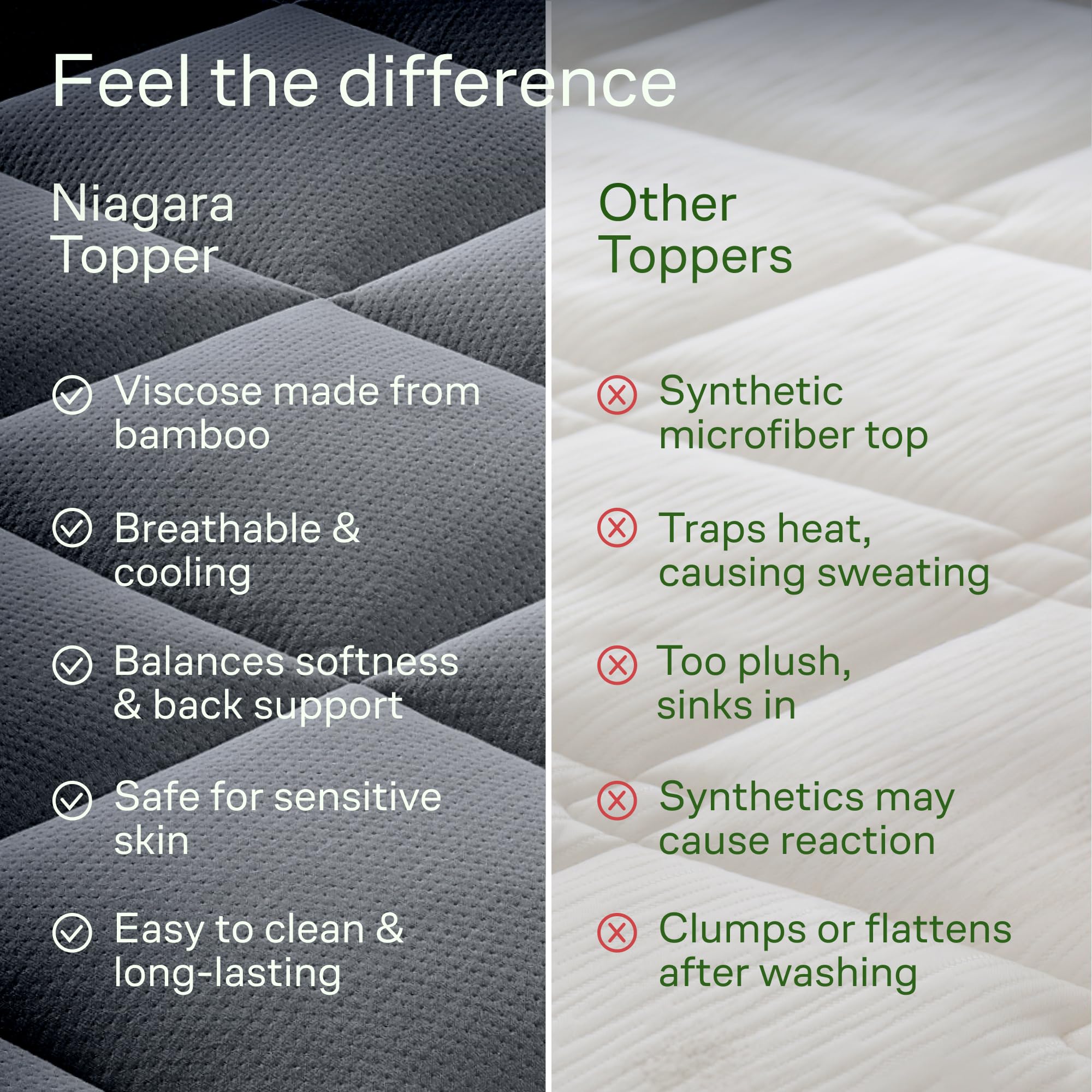 Ultra Soft Queen Size Mattress Topper - Viscose Made from Bamboo Pillow Top Mattress Pad for Back Pain Relief - Naturally Cooling for Hot Sleepers, Green