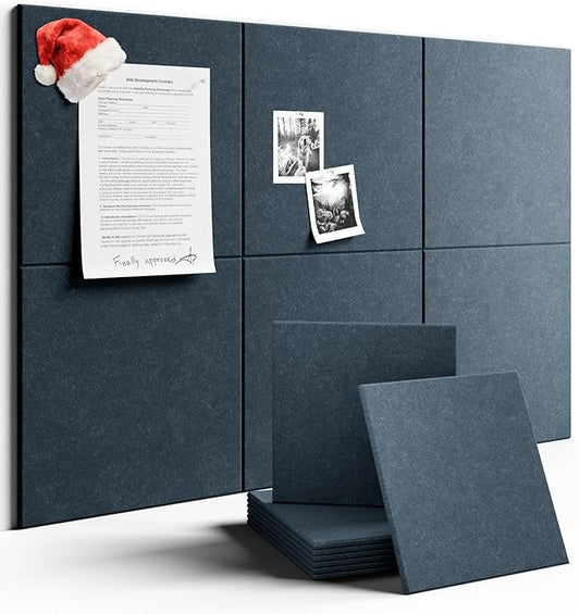 Large Felt Bulletin Board 36" x 24" Cork Board Alternative-6 Pack with 40 Safe Removable Adhesive Tabs, Cork Boards for Walls for Home Office Classroom Pin Board - Deep Charcoal Blue