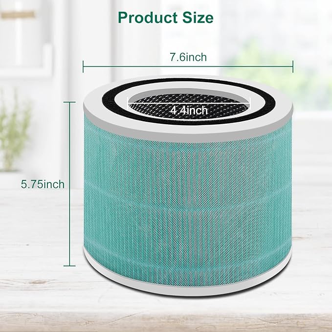 4 Pack Core 300/Core P350 Compatible with LEVOIT Core P350/Core 300 and Core 300S, Grade True Filter High-Efficiency Activated Carbon, Compare to Part # Core 300-RF (300-green-4Pack)