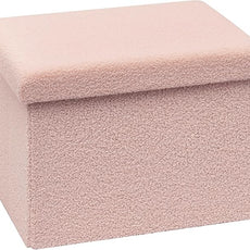 PINPLUS Sherpa Storage Ottoman Footrest Stool - Plush Foldable Cube with Hidden Compartment, Multi-Functional Furniture for Living Room, Bedroom, Office - Pink, 16.5”L x 12.6”W x 12.6”H