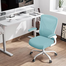 Office Chair - Ergonomic Desk Chair with Adjustable Lumbar Support, Mesh Computer Chair, Executive Office Chairs for Adults, Wide Seat Office Chair Back Support for Tall Men (Lake Blue)