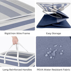 HomeHacks 2 Pack Large Laundry Baskets, Waterproof, Freestanding Laundry Hampers, Collapsible Clothes Hamper with Reinforced Handles in Laundry, College Dorm, Bathroom, Bedroom (Blue+Pink, 88Lx2)