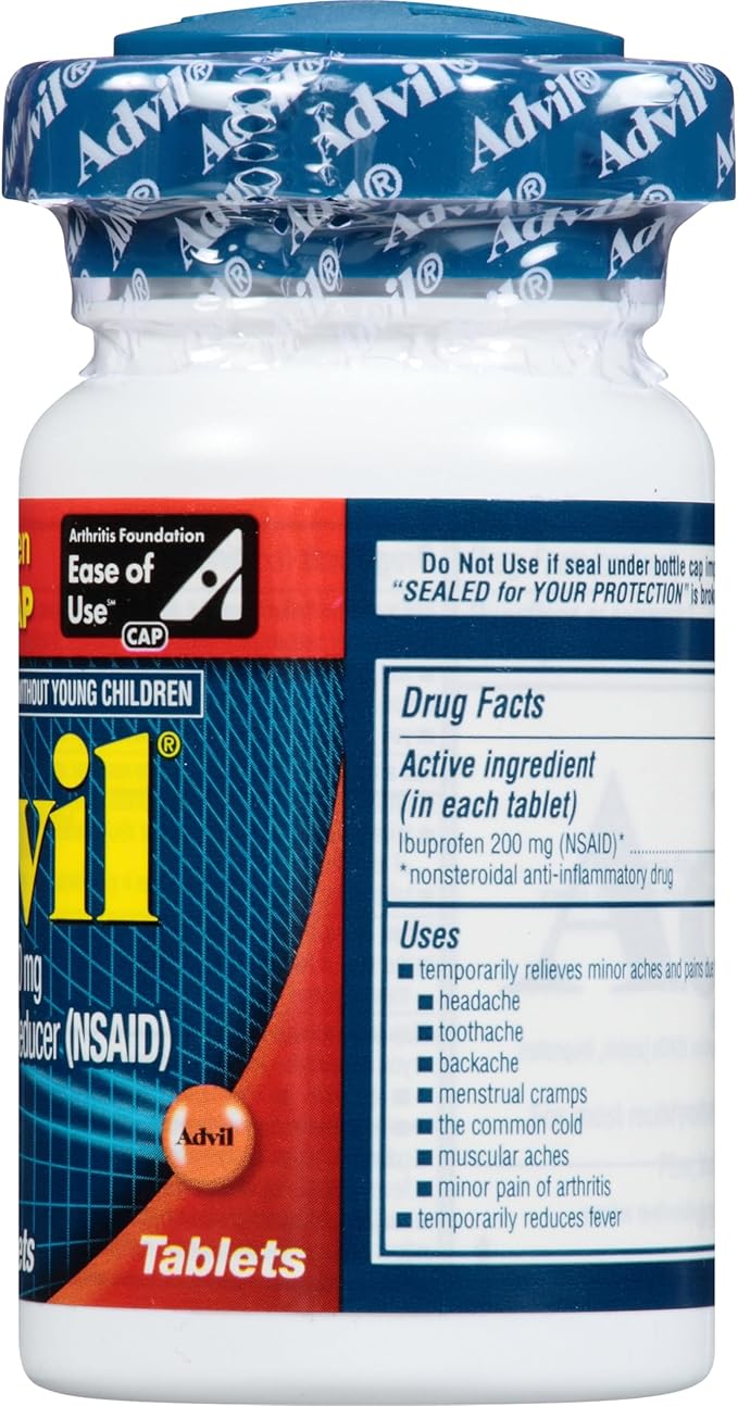Advil Pain Reliever and Fever Reducer, Pain Relief Medicine with Ibuprofen 200mg for Joint Pain, Muscle Ache and Minor Arthritis Pain Relief - 200 Coated Tablets with Easy Open Arthritis Cap