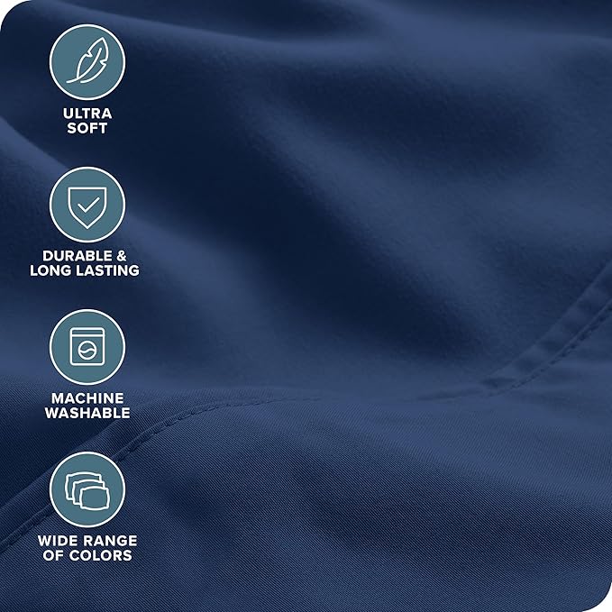 Bare Home Hotel Luxury Twin XL Sheet Set, Extra Soft - 4 Piece Set - Deep Pockets - Easy Fit - Cooling & Breathable - Wrinkle, Fade, Stain Resistant - Includes 2 Pillowcases (Twin XL, Dark Blue)