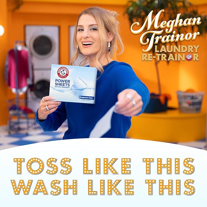 ARM & HAMMER 5-in-1 Power Sheets Laundry Detergent, Free & Clear, 50 Count, up to 100 Small Loads