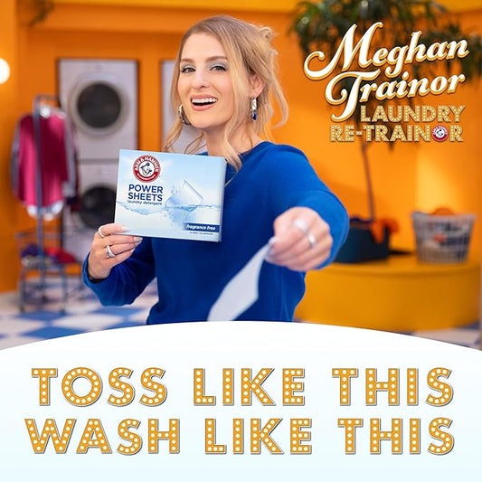 ARM & HAMMER 5-in-1 Power Sheets Laundry Detergent, Free & Clear, 50 Count, up to 100 Small Loads