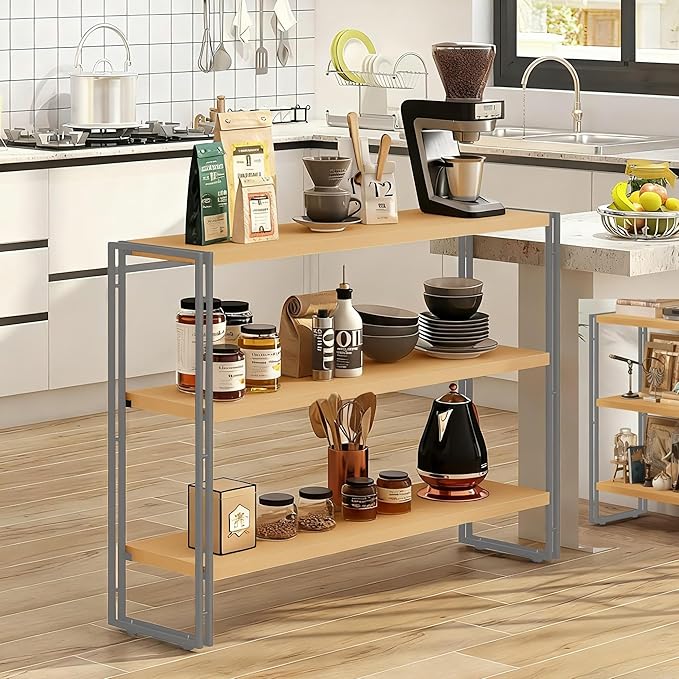 Jerry & Maggie Industrial 3-Tier Wooden Ladder Shelf, 47" Wall Mounted Bookshelf, Heavy Duty 1.2" Thick Plank Rustic Brown Bookcase for Living Room, Office, Kitchen, Modern Home Decor