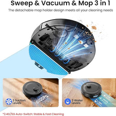 Lefant LiDAR Robot Vacuum and Mop Combo,75-Days Self-Emptying,6000Pa Powerful Scution,Multi-Floor Mapping, No-Go Zones,140 Min Runtime,2.4G/5G WiFi/Alexa/APP/iWatch,M2 Plus Black