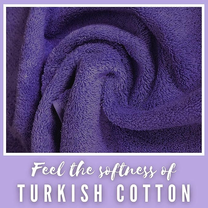Personalized Towels, Hotel & Spa Quality, Super Soft, Highly Absorbent, Bathroom Towel Sets, 100% Turkish Genuine Cotton Monogrammed Towels 2 Piece Hand Towel Set for Face, Dorm, Gym & Spa, Purple