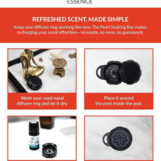 Essence Pearl Travel Case - Wearable Aromatherapy Kit with Nasal Diffuser Rings, Soaking Bay, and 5mL Essential Oil – Portable Wellness Gift Set for On?The?Go Self Care