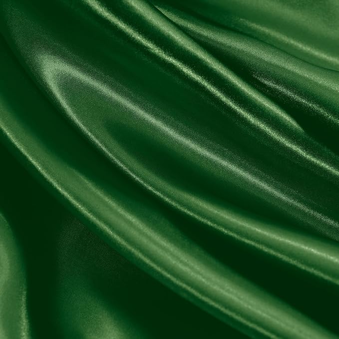 Satin Sheets Twin XL Size - 3 Pieces Luxury Silky Soft Bed Sheets, Wrinkle-Free Dark Green Satin Silk Sheet Set with 1 Deep Pocket Fitted Sheet, 1 Flat Sheet, 1 Pillow case
