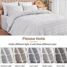 NEXHOME PRO Duvet Cover King Size, Light Grey 3 Pieces Boho Tufted Duvet Cover Set, Soft and Lightweight Microfiber Comforter Cover Set for All Season (Light Grey King, 104 x 90)-No Comforter