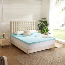 3 Inch Memory Foam Mattress Topper Twin, Mattress Pad Gel Infused Foam Bed Topper, Ventilated Soft Blue,Full Size