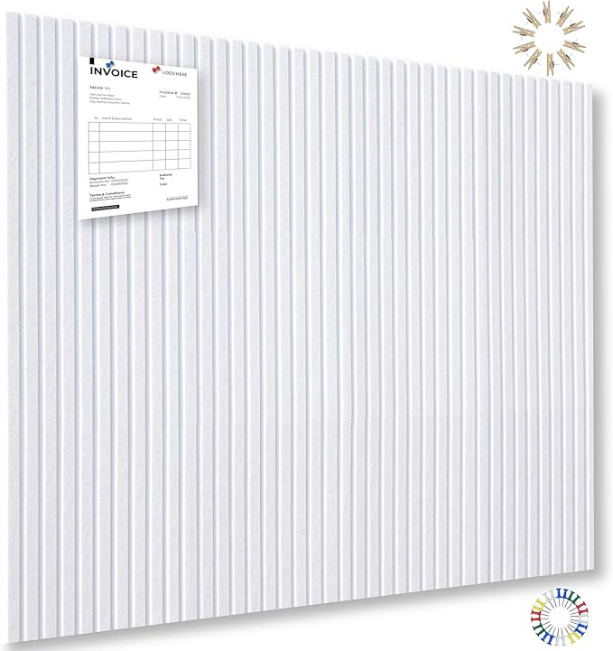 Large Cork Board Alternative-12 Pcs Self-Adhesive Felt Bulletin Board Tiles, Felt Pin Board Cork Board Tiles for Home Office Wall Decor, Tack Board 47"x35" (White