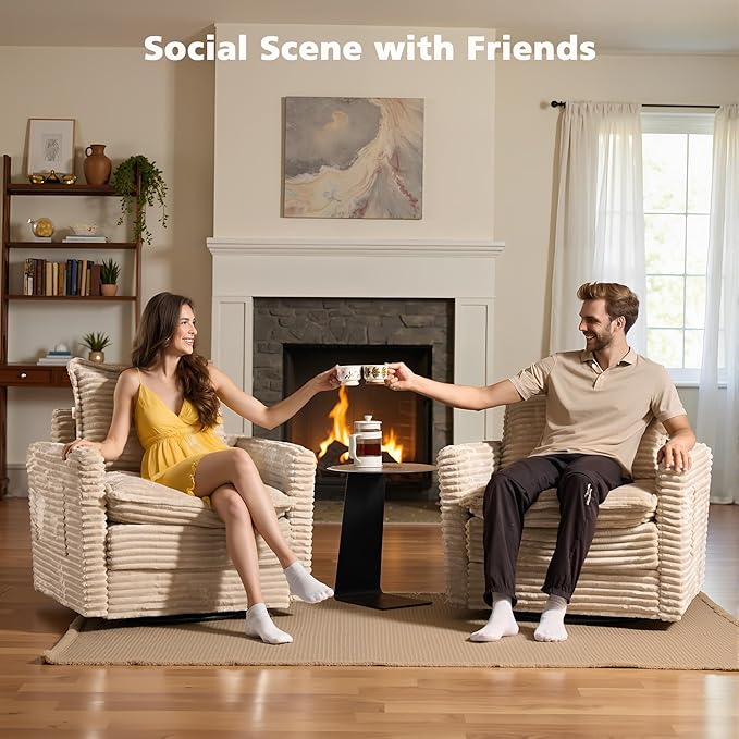 Modular Sectional Sofa, 98" L Shaped Couch Set for Living Room, 4-Seater Comfy Cloud Couches with Swivel Chairs, DIY Combination, Plush Corduroy, Beige