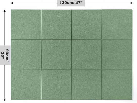 Green Bulletin Board | Large Cork Boards Alternative for Walls | Felt Cork Board for Office, Home & Classroom | Green Office Classroom Supplies | Felt Wall Tiles (12-Pack) | Forest Green