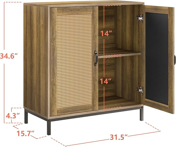 Sideboard Buffet Cabinet with Storage Rattan Entryway Cabinet with Door Modern Small Accent Credenza Coffee Bar for Living Room Dining Farmhouse