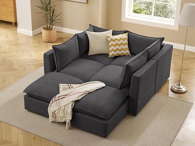 VANOMi Modular Sectional Sofa, 6 Seater Sectional Sofa Modular Sectional Couch for Living Room, U Shape Sofa
